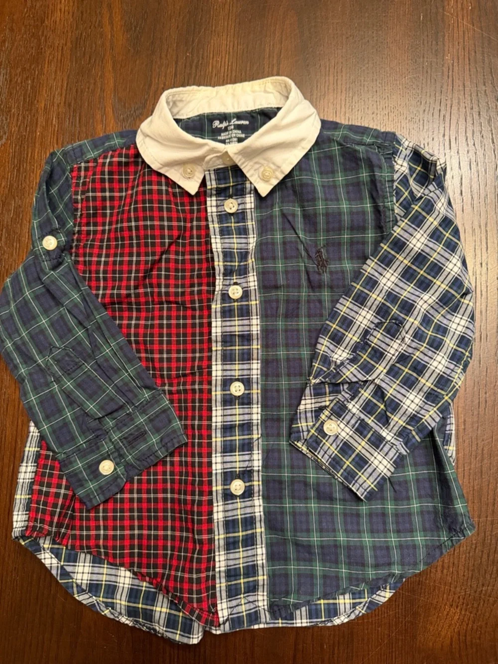 Polo Ralph Lauren Baby Boys Patchwork Plaid Button Down Shirt 12M Cotton